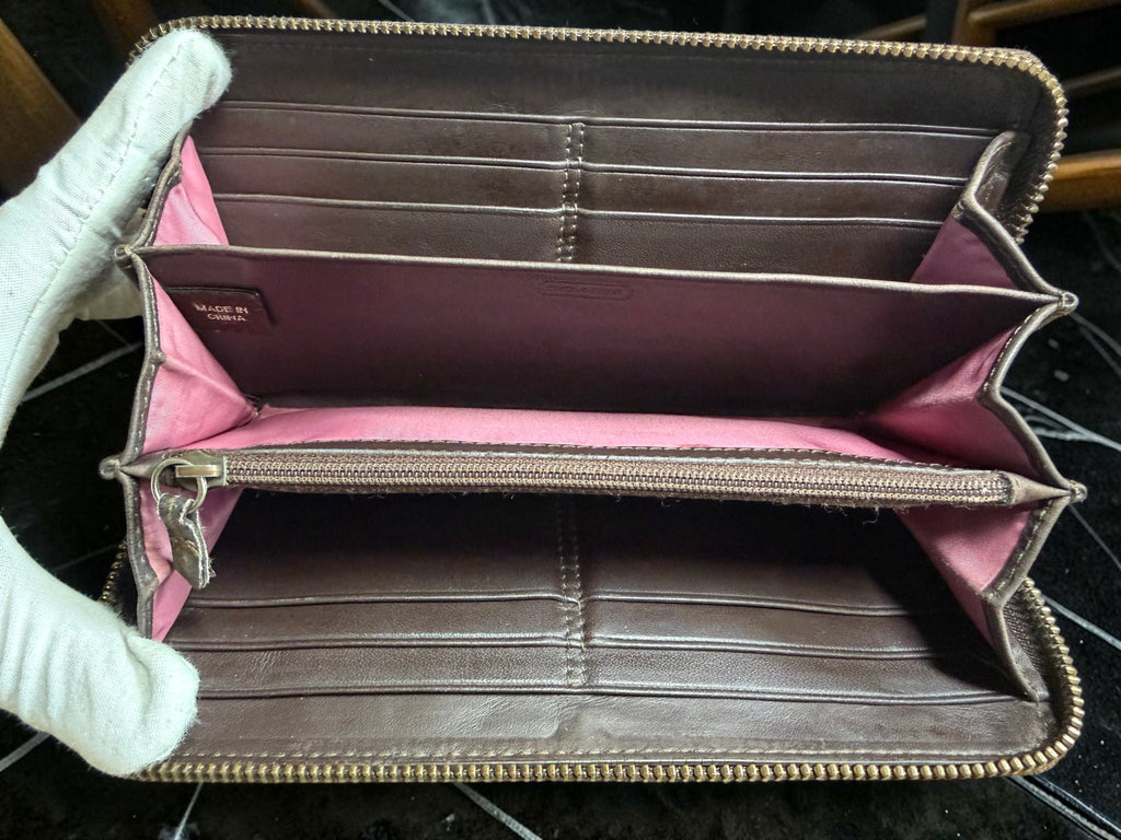 Coach Y2K Zoe Patchwork Zip-Around Continental Wallet (Rare Leopard / Python)