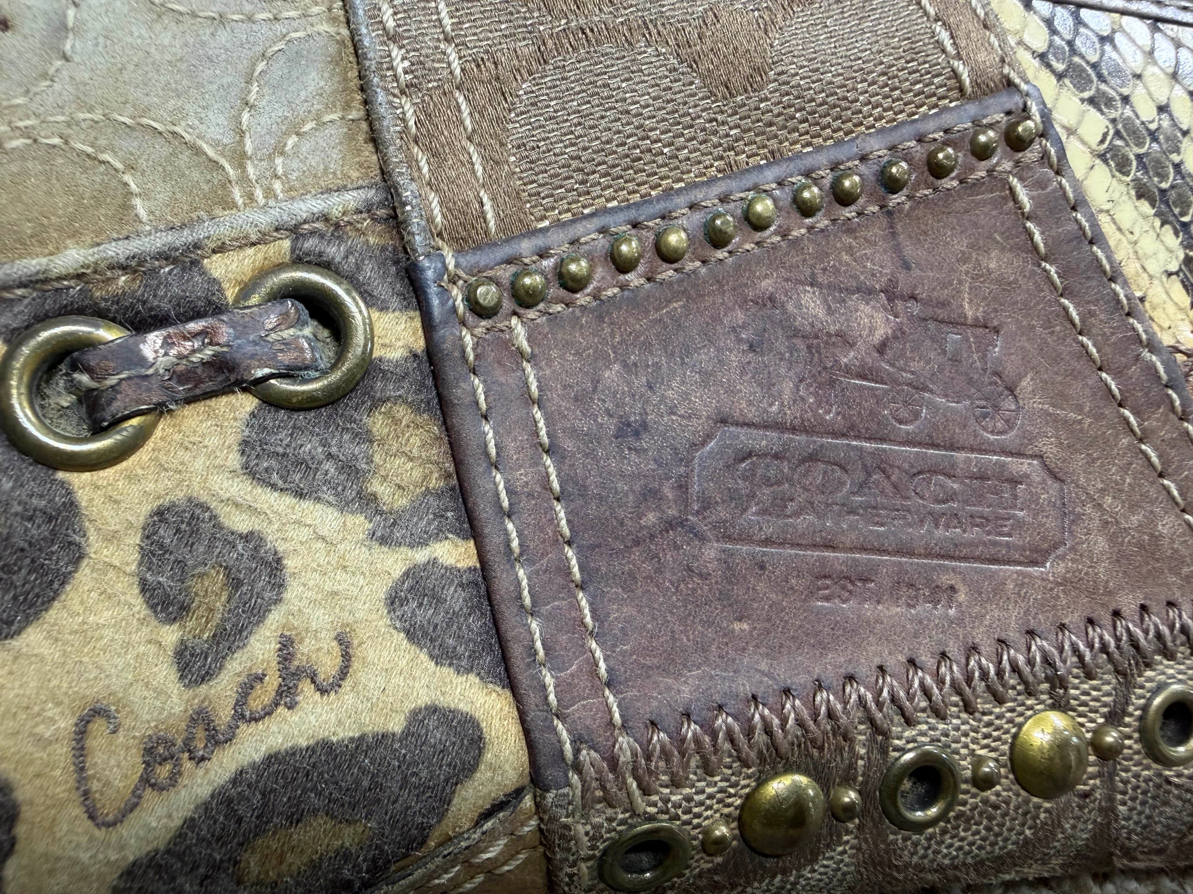 Coach Y2K Zoe Patchwork Zip-Around Continental Wallet (Rare Leopard / Python)