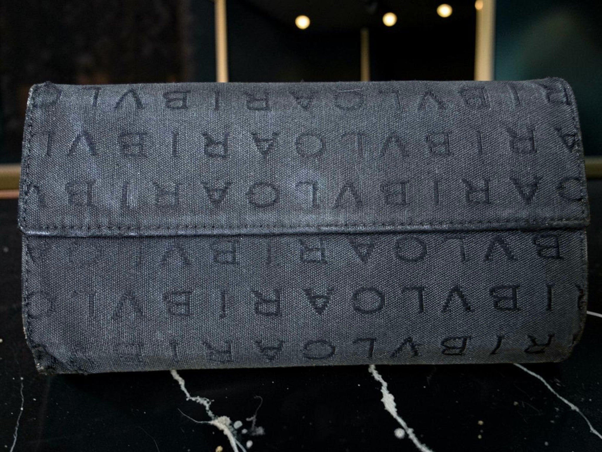 Bvlgari Logomania Black Canvas Long Wallet