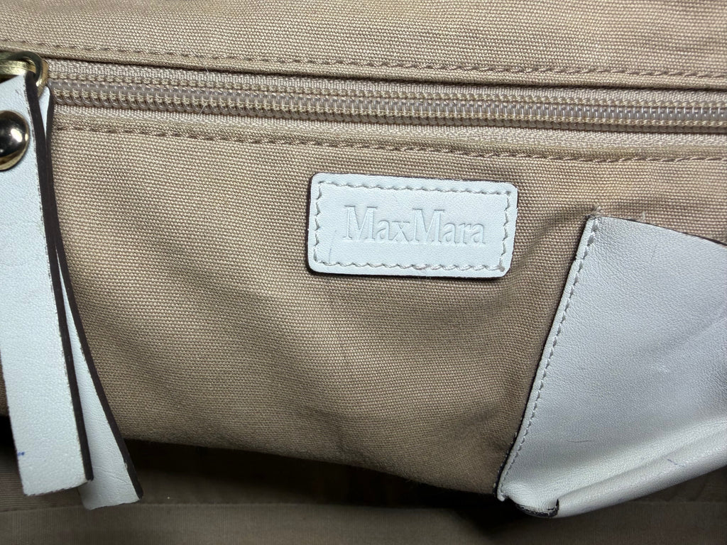 Max Mara White Woven Leather Tote Bag