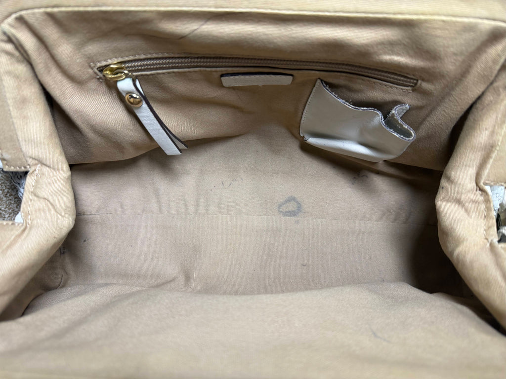 Max Mara White Woven Leather Tote Bag