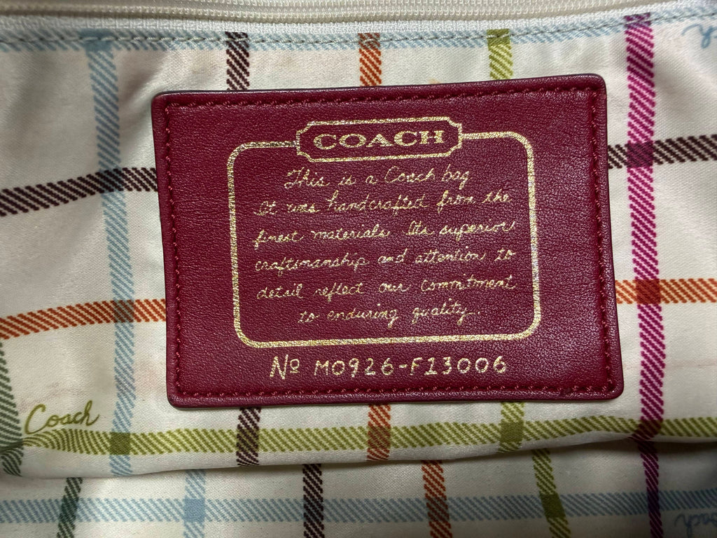 Vintage Coach Boston Bag – Signature Canvas & Red Leather, Style M0926 - F13006