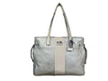 Coach Chelsea Carryall Tote shoulder bag Metallic Silver Leather stripe