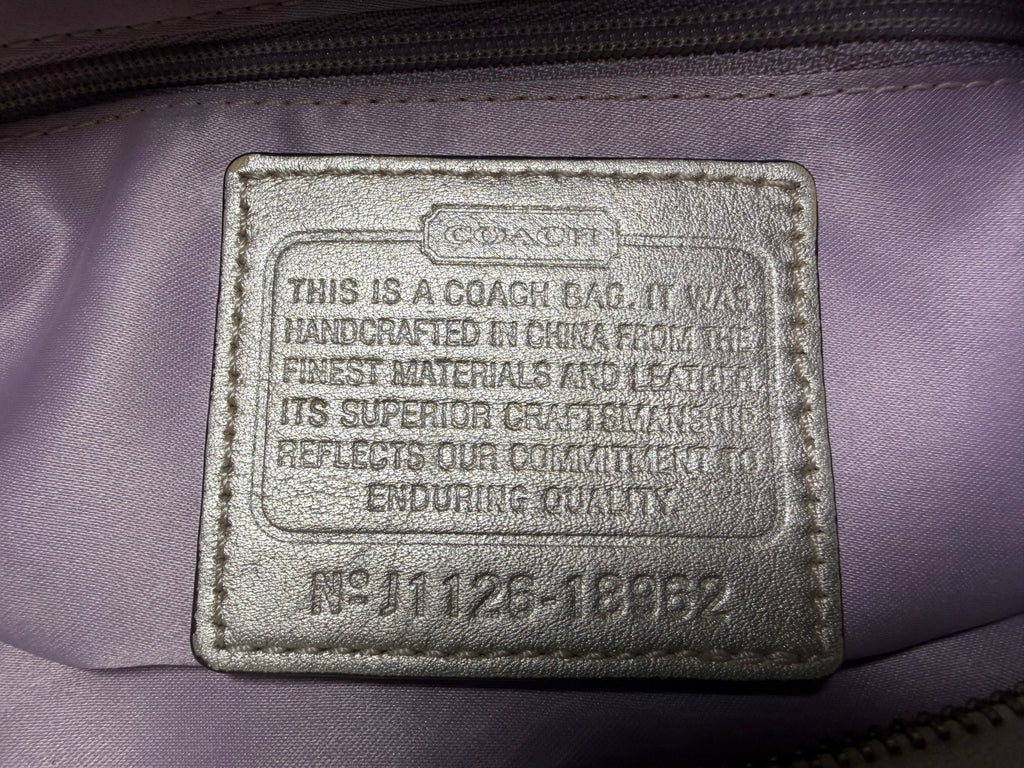 Coach Chelsea Carryall Tote shoulder bag Metallic Silver Leather stripe