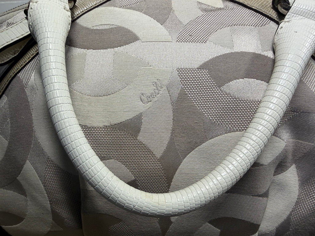 Coach Madison Shantung Sophia Satchel – Grey/White Canvas, Style 16901
