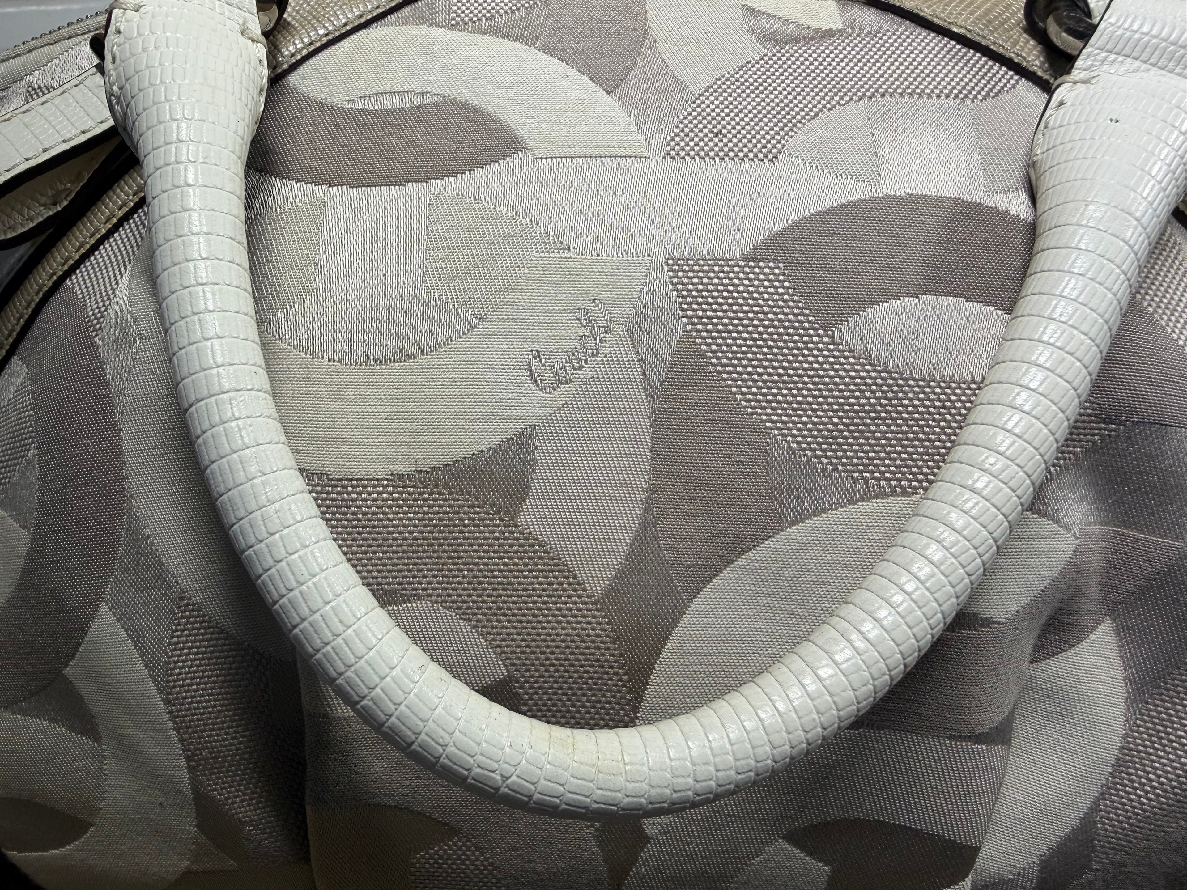 Coach Madison Shantung Sophia Satchel – Grey/White Canvas, Style 16901