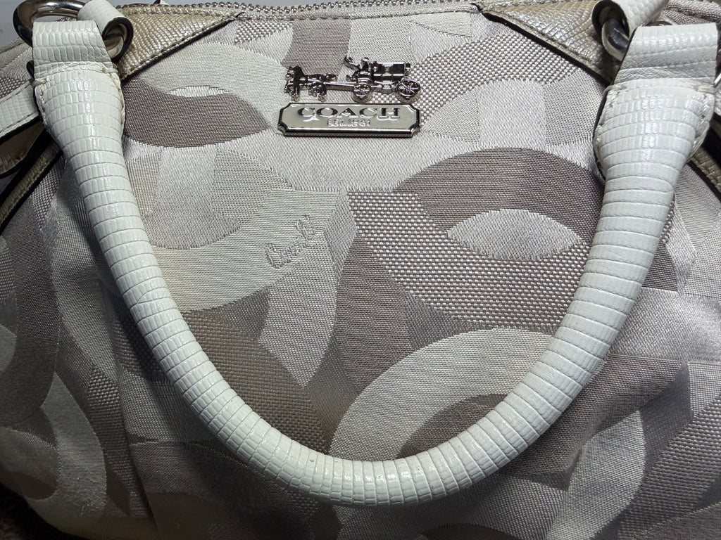 Coach Madison Shantung Sophia Satchel – Grey/White Canvas, Style 16901