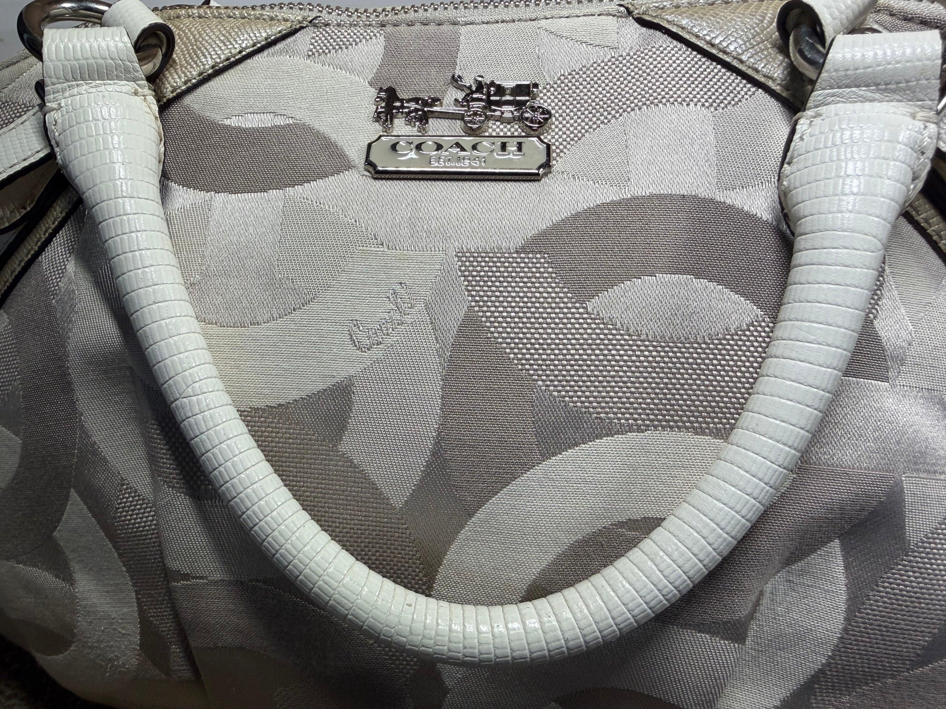 Coach Madison Shantung Sophia Satchel – Grey/White Canvas, Style 16901