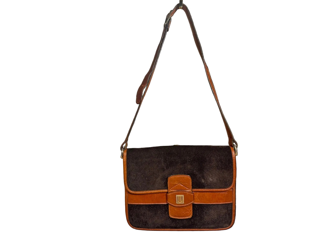 Vintage Lanvin Suede Shoulder Bag leather Trim adjustment strap