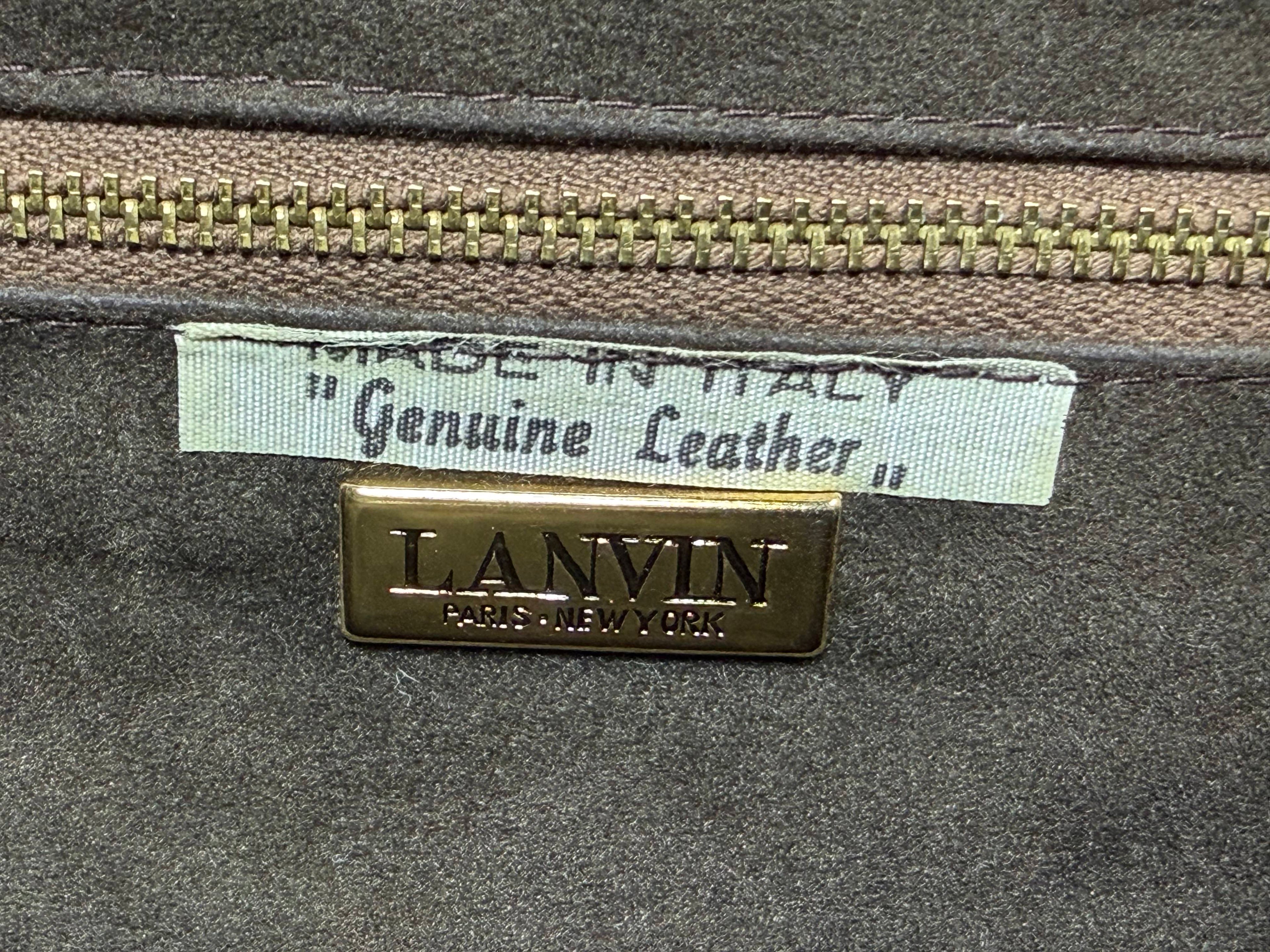 Vintage Lanvin Suede Shoulder Bag leather Trim adjustment strap