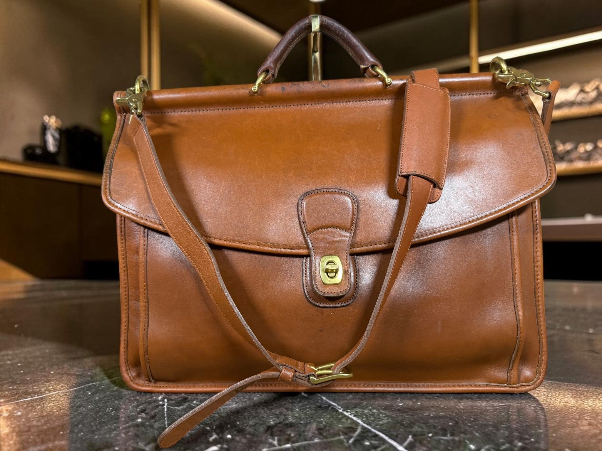 Vintage Coach Beekman Briefcase (M7C-5266) in British Tan (Made in the United States)