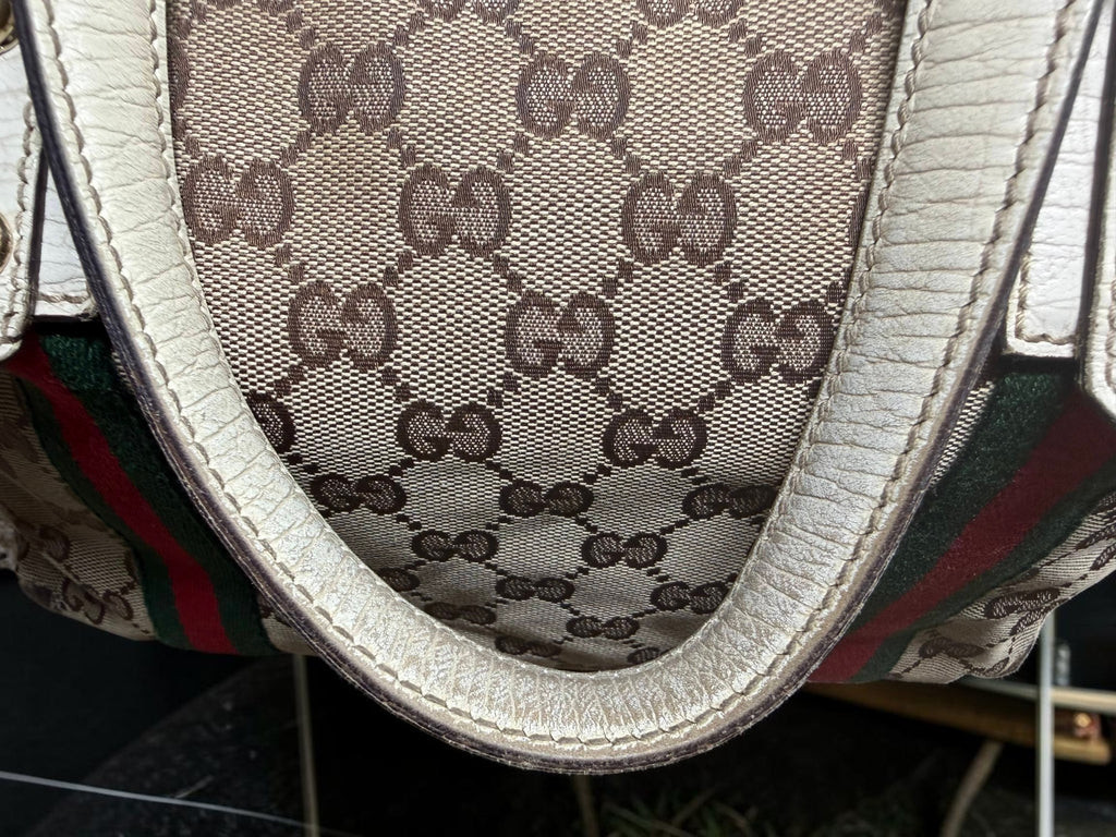 Gucci GG Supreme Jolicoeur (Sherry Line) Tote 137396 (With both charms attached)