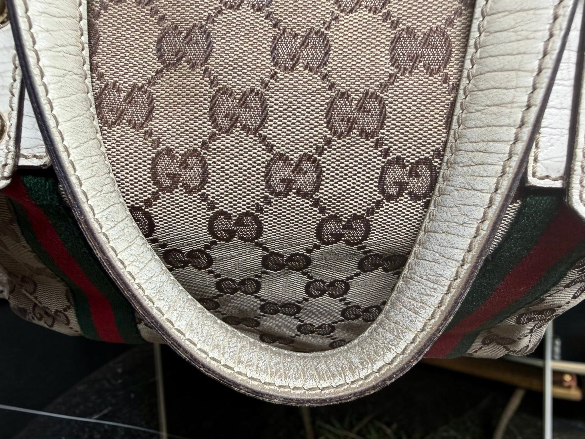 Gucci GG Supreme Jolicoeur (Sherry Line) Tote 137396 (With both charms attached)
