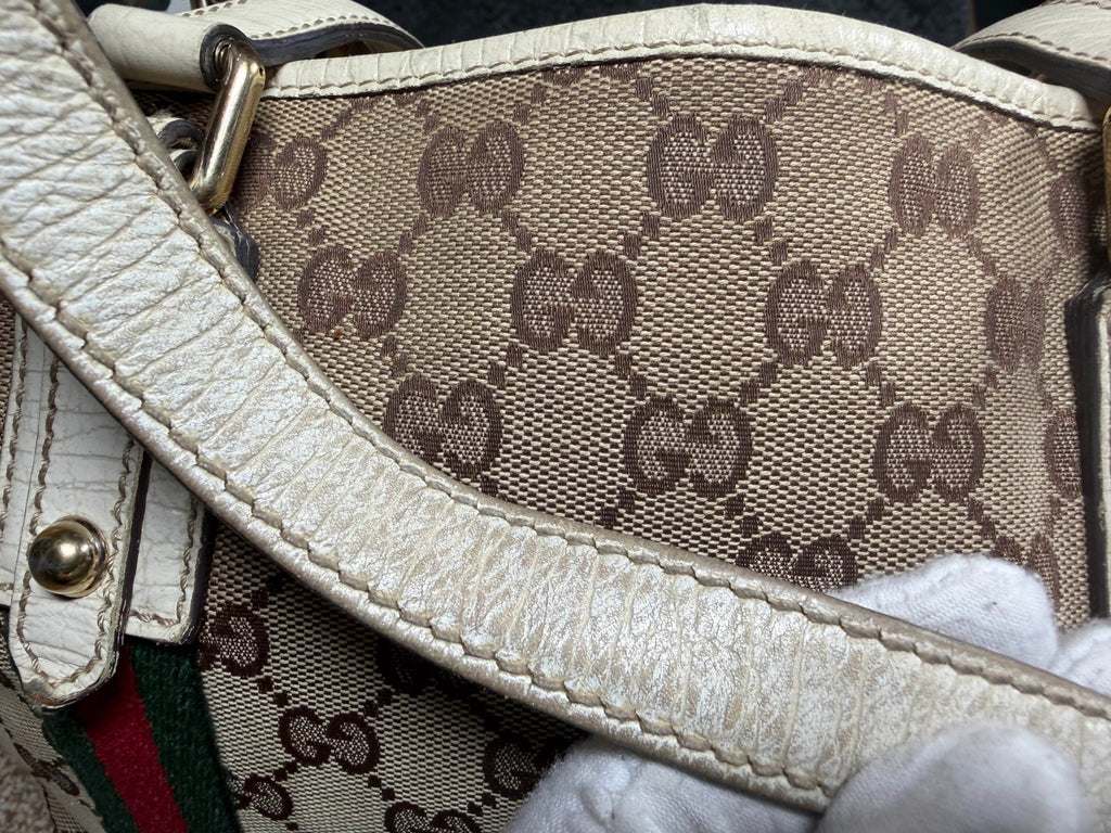 Gucci GG Supreme Jolicoeur (Sherry Line) Tote 137396 (With both charms attached)