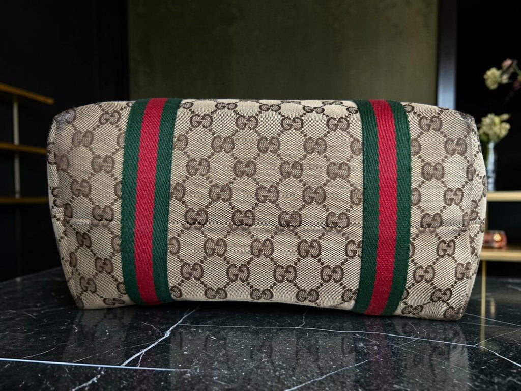 Gucci GG Supreme Jolicoeur (Sherry Line) Tote 137396 (With both charms attached)