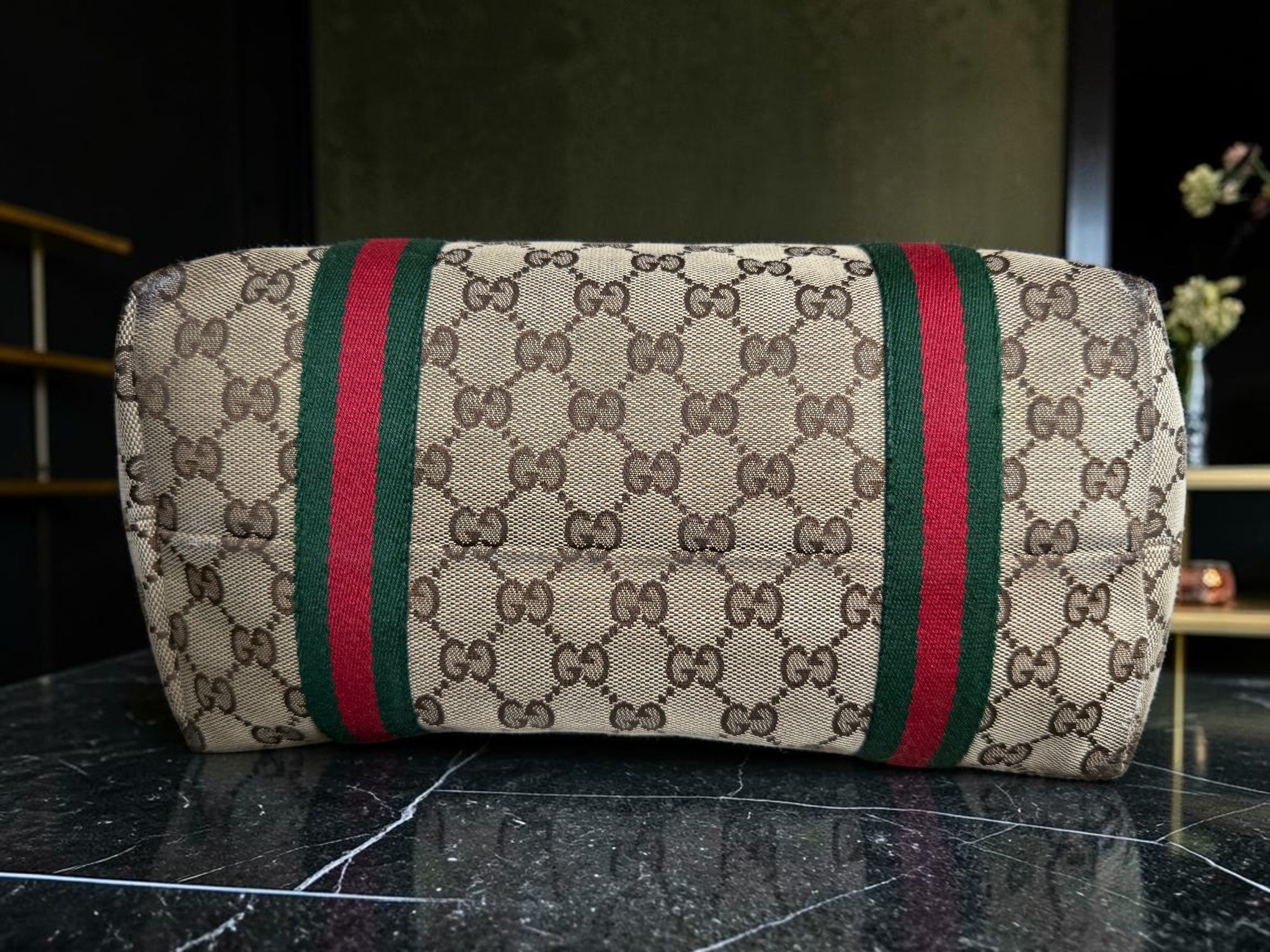 Gucci GG Supreme Jolicoeur (Sherry Line) Tote 137396 (With both charms attached)