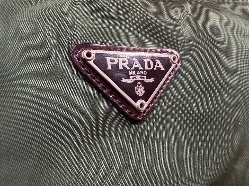 Prada Tessuto Nylon Pouch in Olive Green