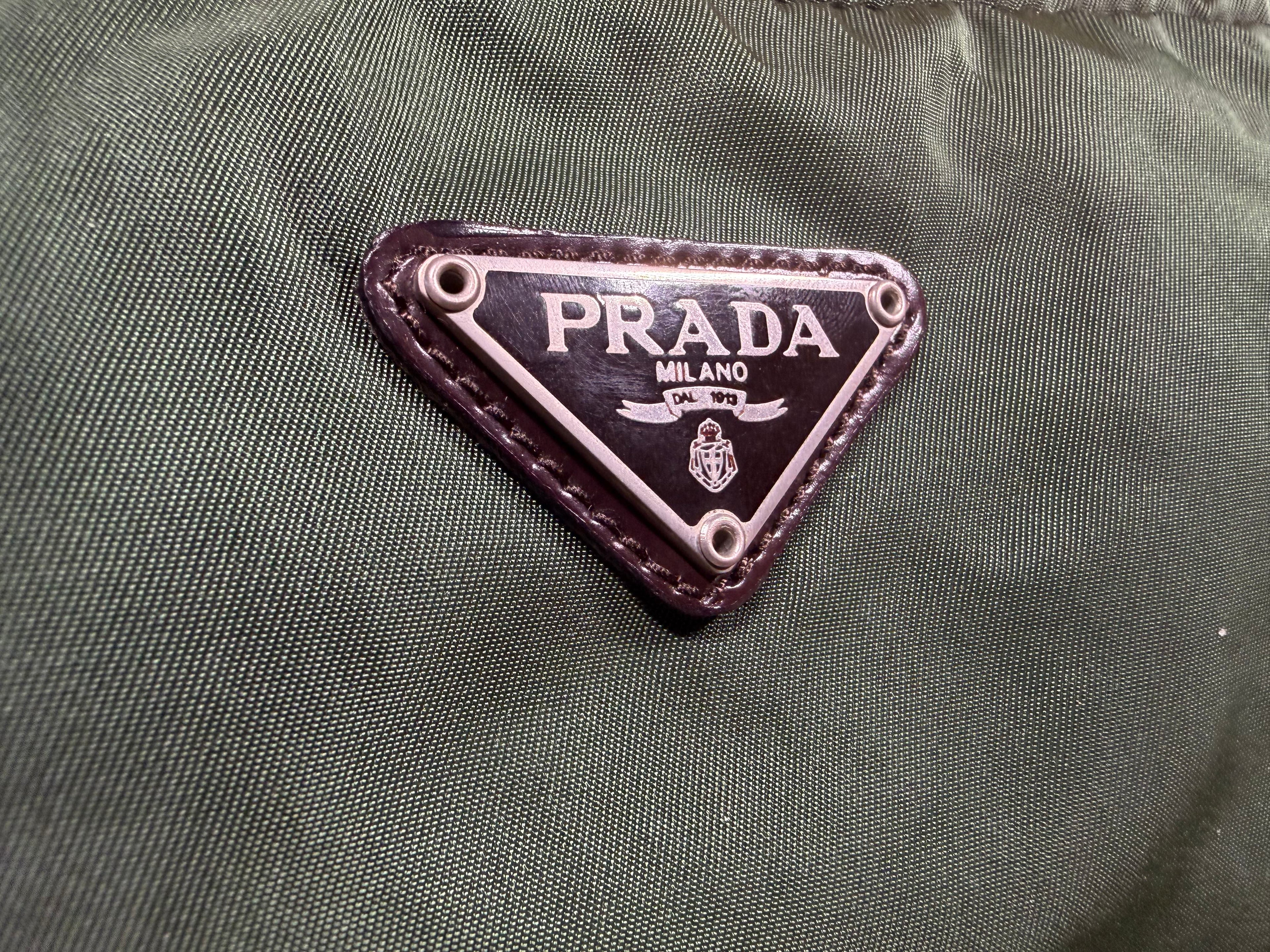 Prada Tessuto Nylon Pouch in Olive Green