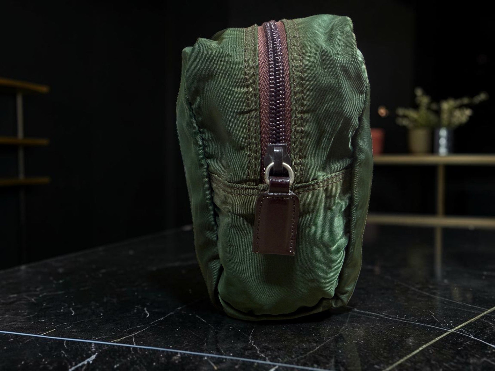 Prada Tessuto Nylon Pouch in Olive Green