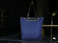 Bally Switzerland Navy Nylon and Black Leather Shopper Tote