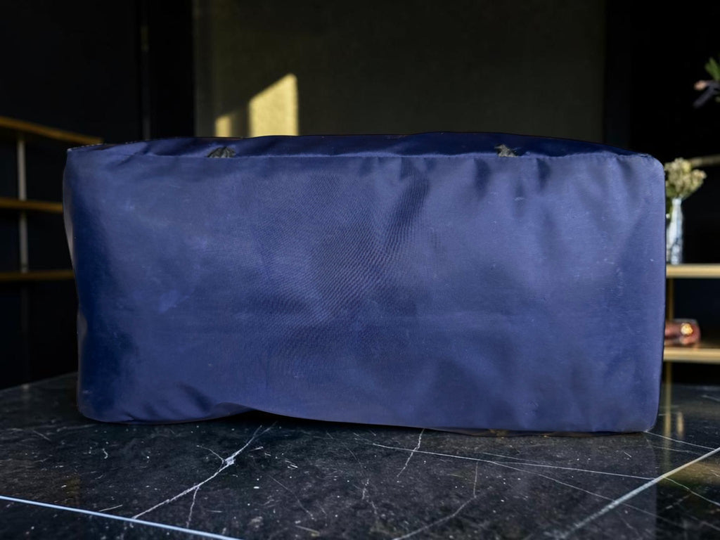 Bally Switzerland Navy Nylon and Black Leather Shopper Tote