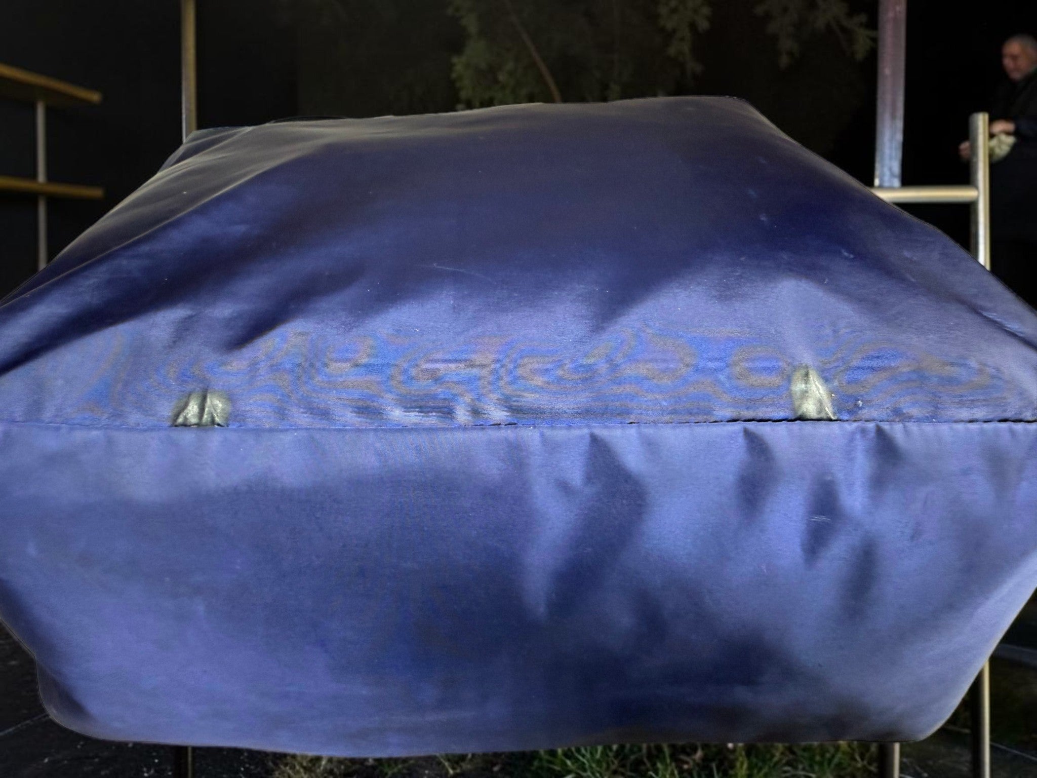 Bally Switzerland Navy Nylon and Black Leather Shopper Tote