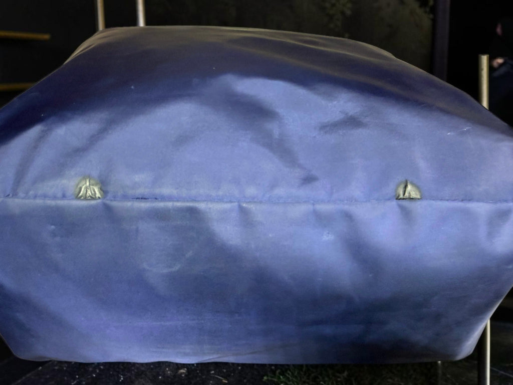 Bally Switzerland Navy Nylon and Black Leather Shopper Tote