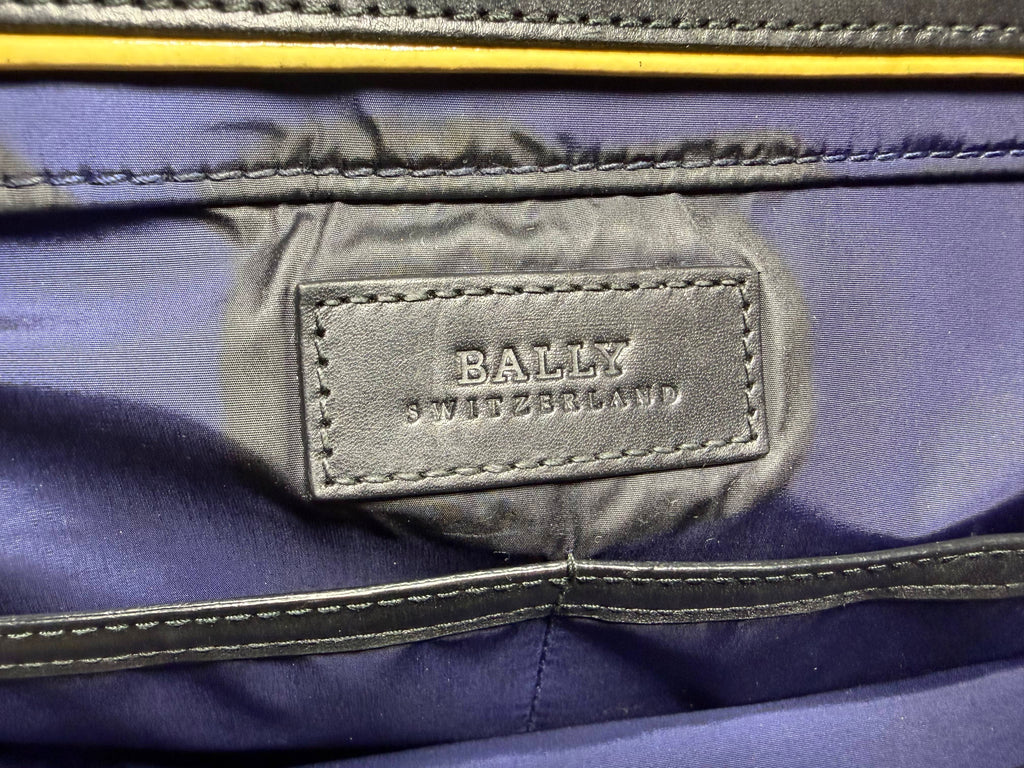 Bally Switzerland Navy Nylon and Black Leather Shopper Tote