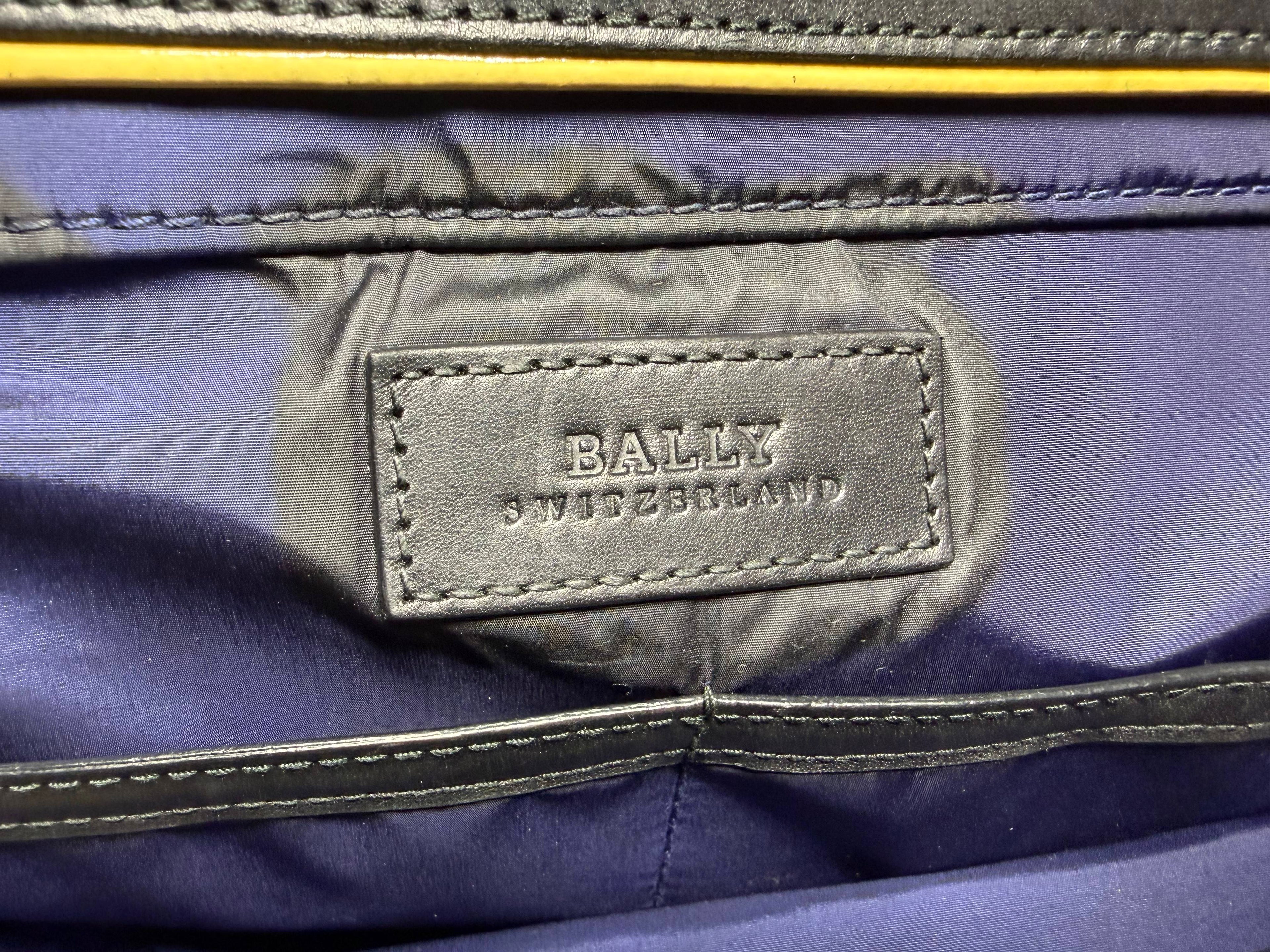 Bally Switzerland Navy Nylon and Black Leather Shopper Tote