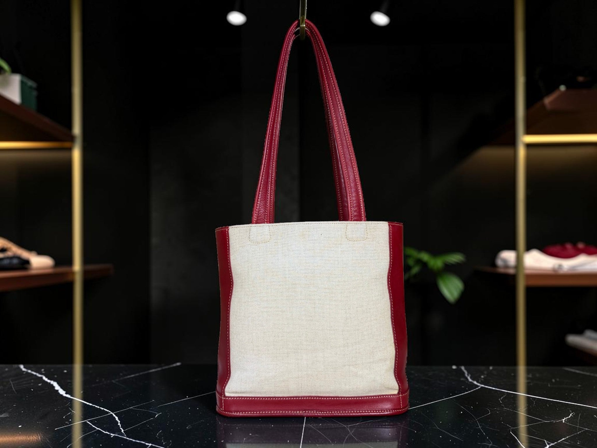 Coach Bleecker Canvas Tote with Red Leather Trim (A0D-6122 Made in United States)