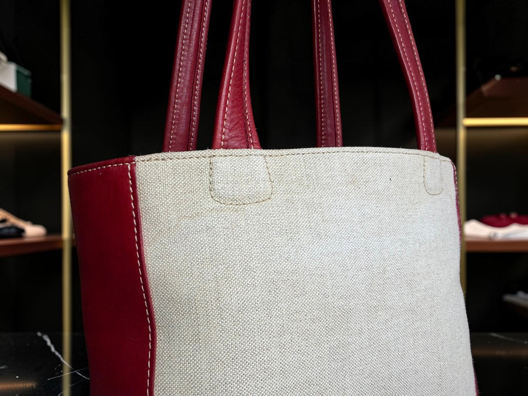 Coach Bleecker Canvas Tote with Red Leather Trim (A0D-6122 Made in United States)