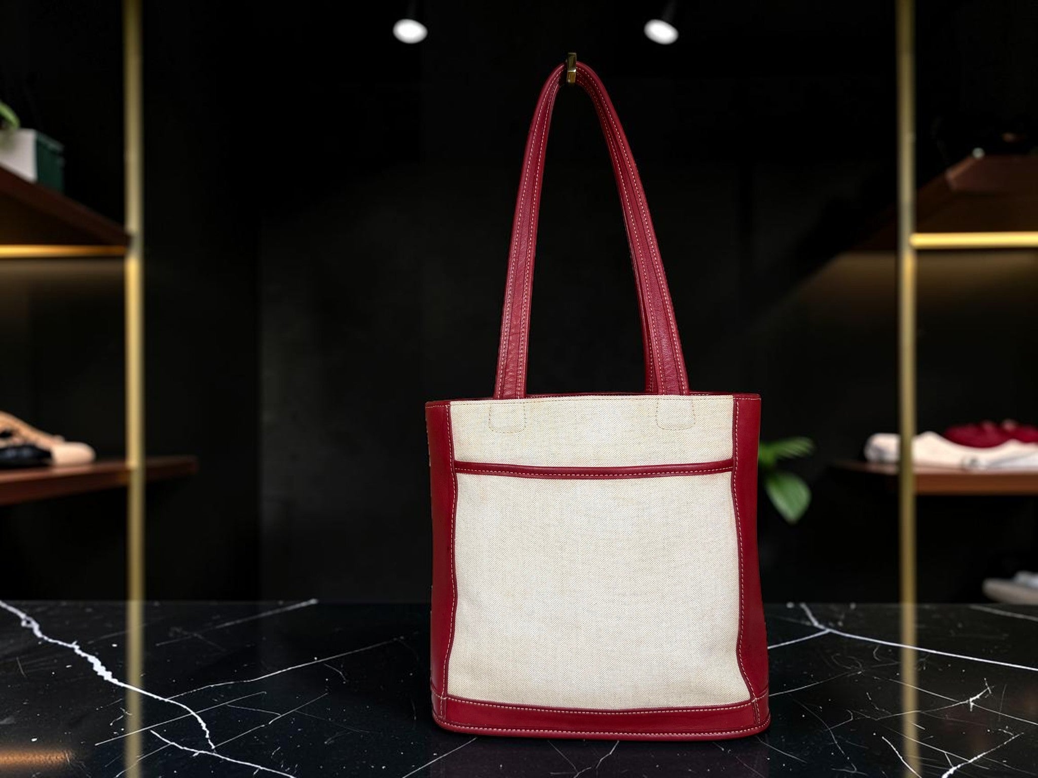 Coach Bleecker Canvas Tote with Red Leather Trim (A0D-6122 Made in United States)