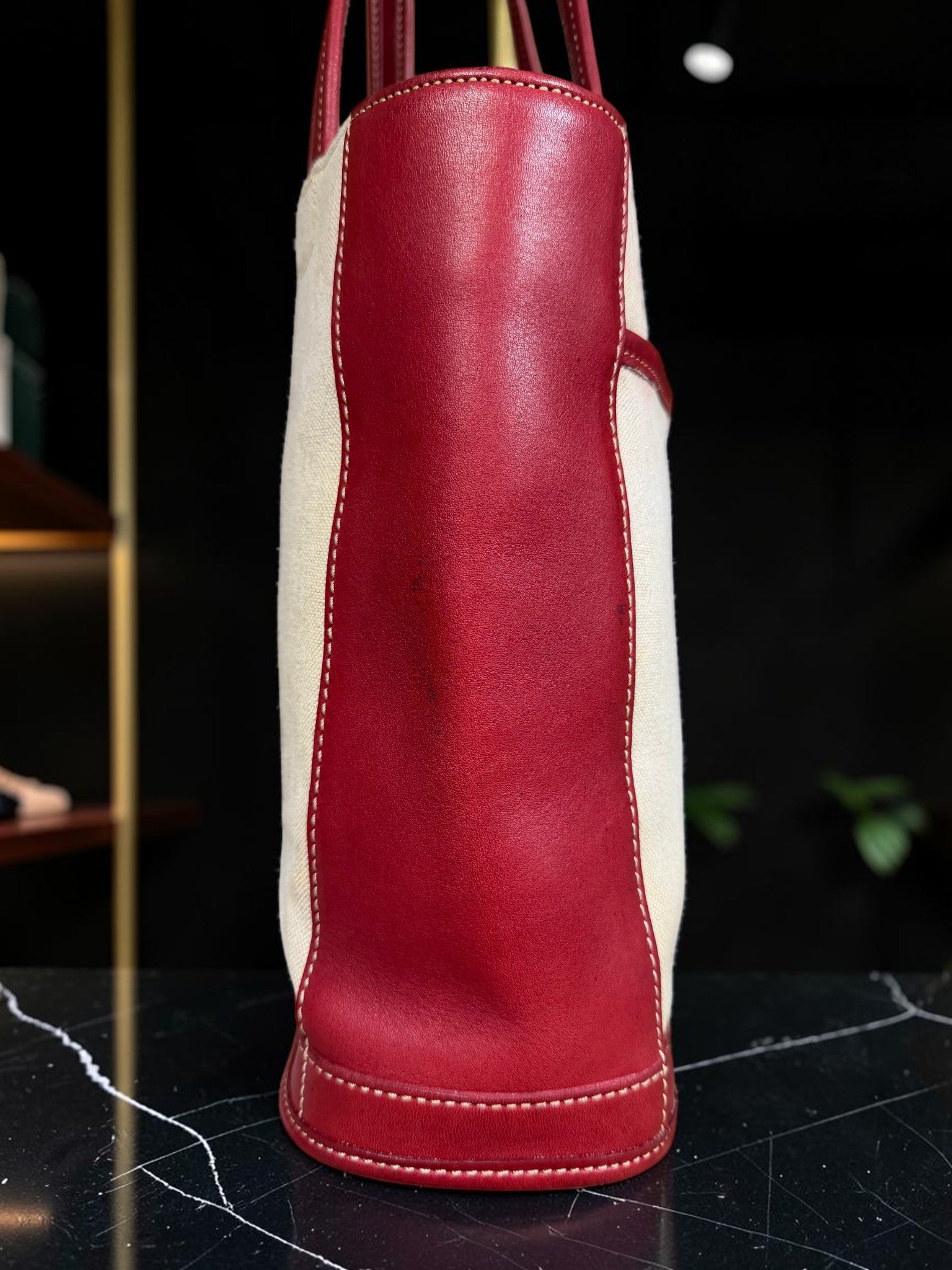 Coach Bleecker Canvas Tote with Red Leather Trim (A0D-6122 Made in United States)