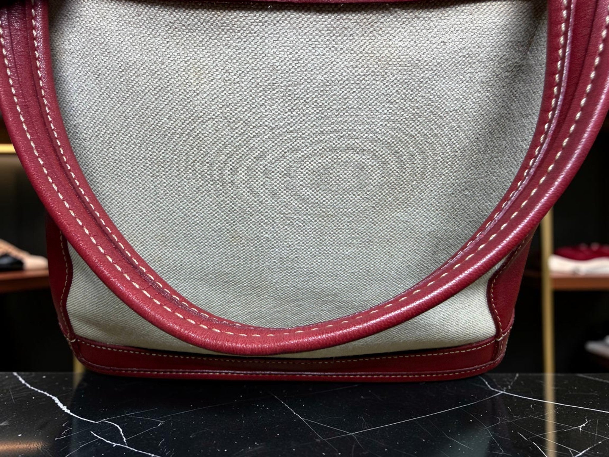 Coach Bleecker Canvas Tote with Red Leather Trim (A0D-6122 Made in United States)