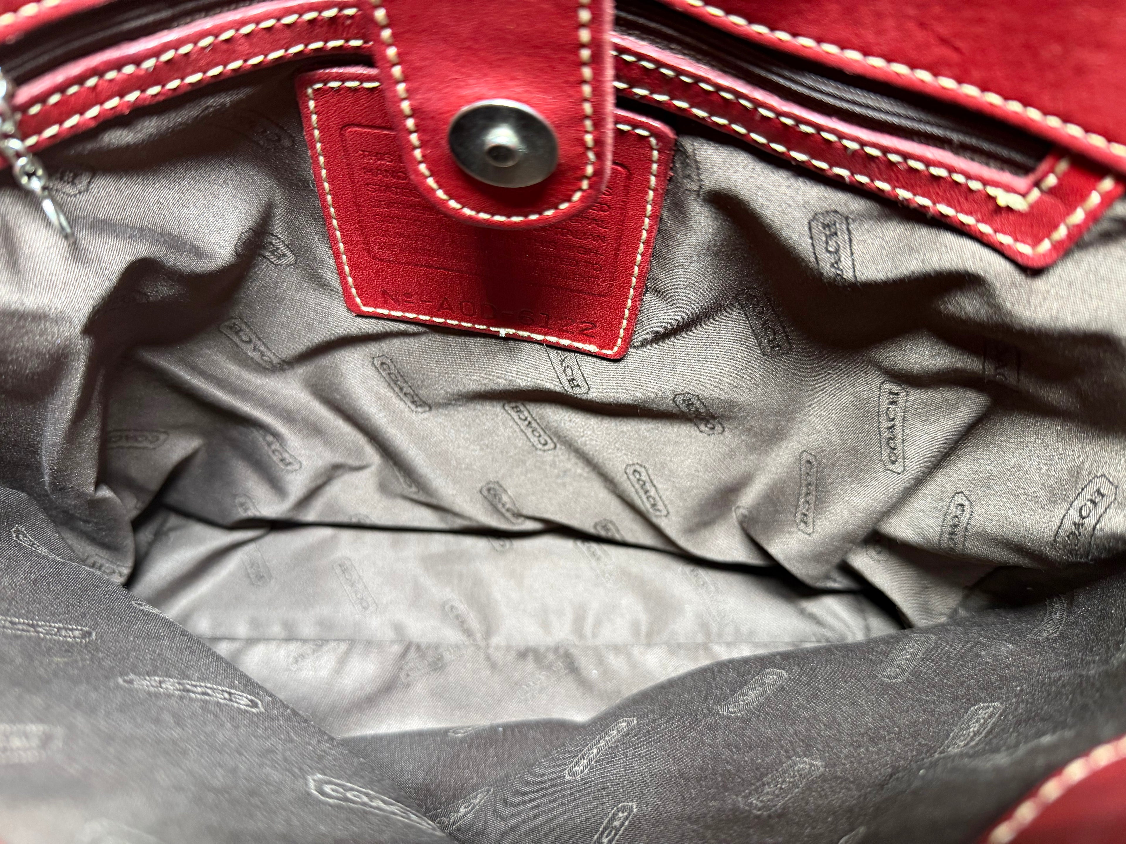 Coach Bleecker Canvas Tote with Red Leather Trim (A0D-6122 Made in United States)