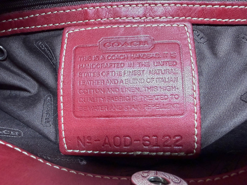 Coach Bleecker Canvas Tote with Red Leather Trim (A0D-6122 Made in United States)