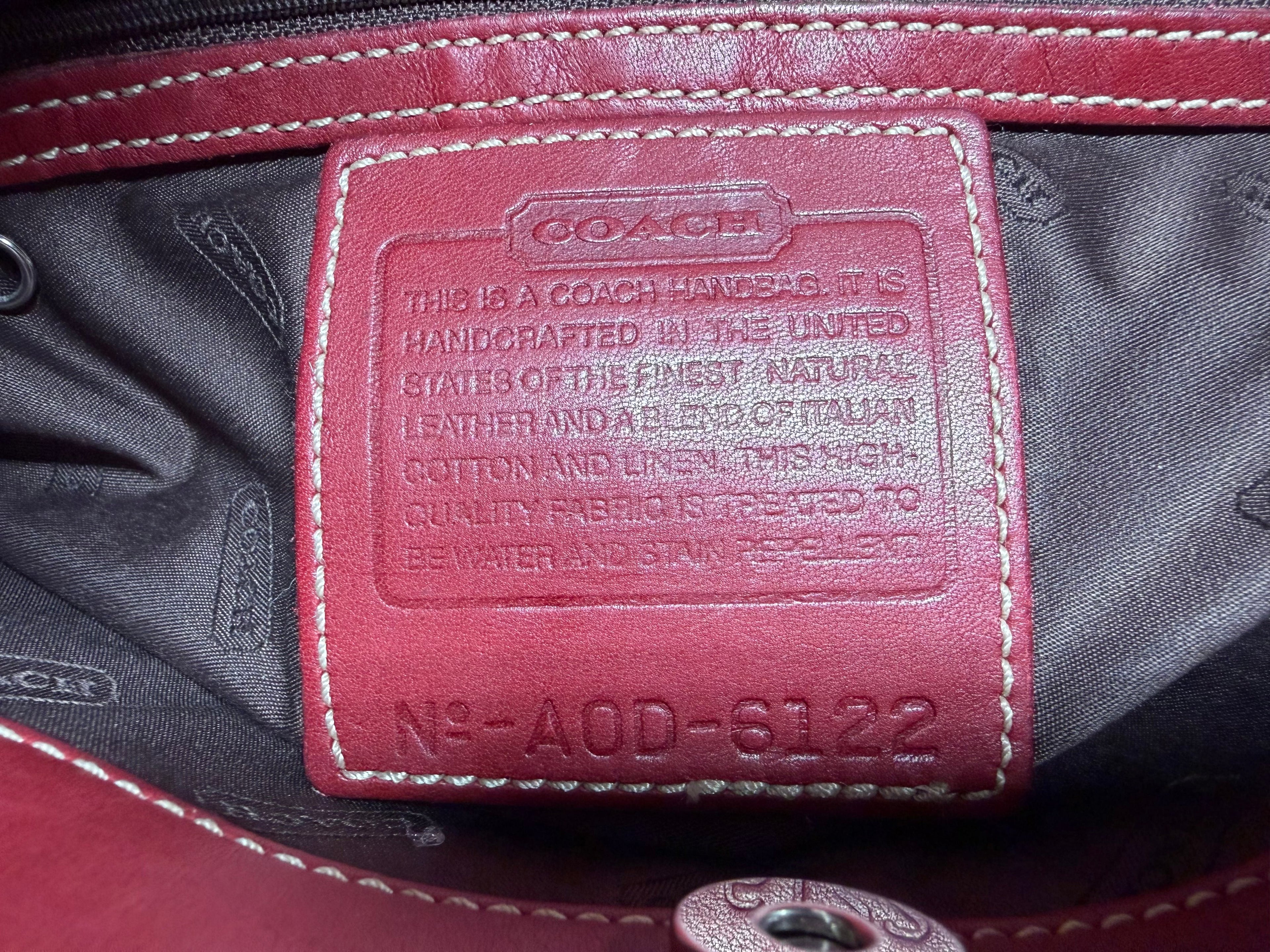 Coach Bleecker Canvas Tote with Red Leather Trim (A0D-6122 Made in United States)