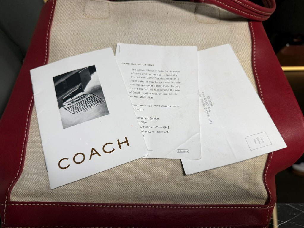 Coach Bleecker Canvas Tote with Red Leather Trim (A0D-6122 Made in United States)