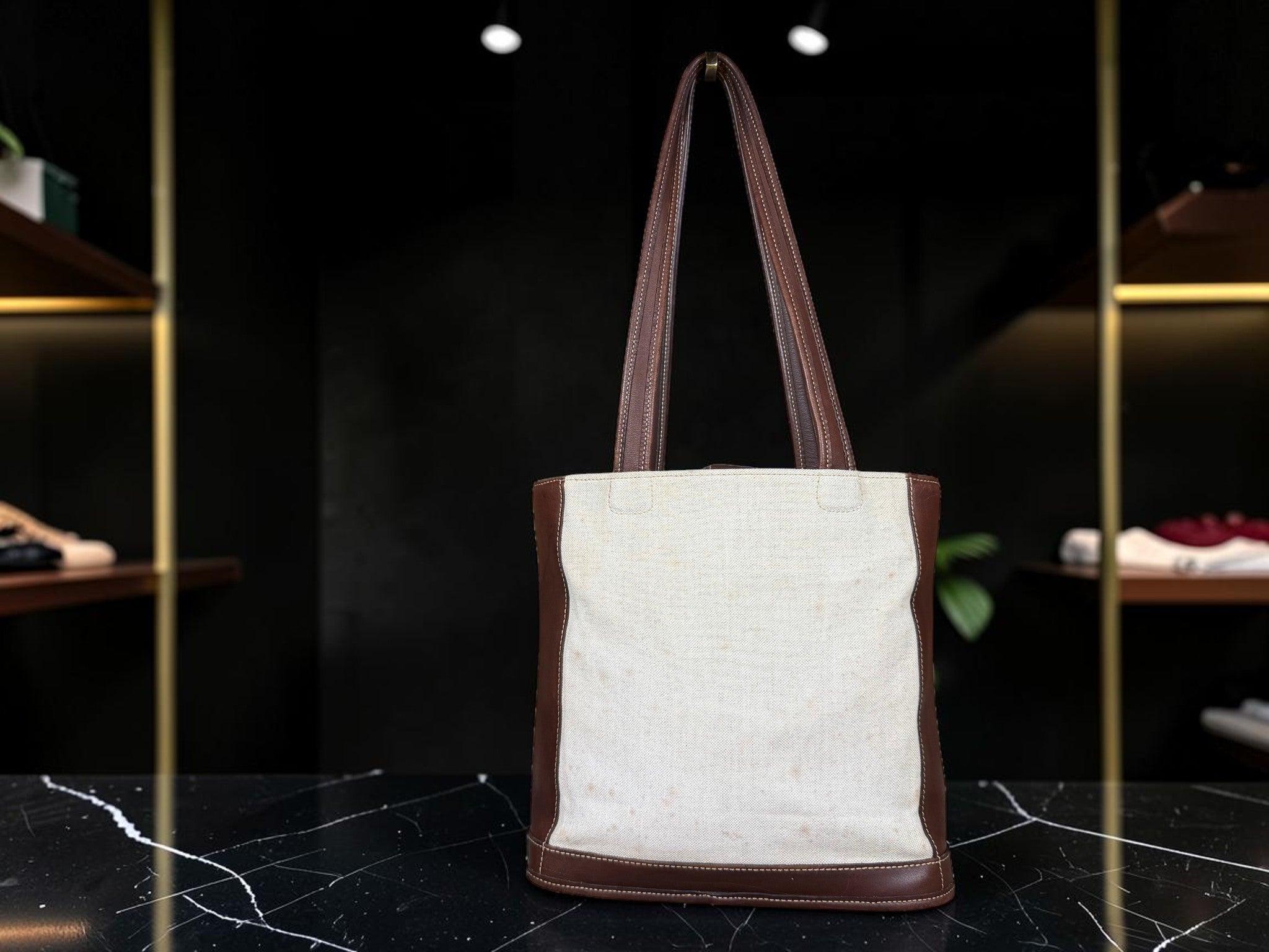 Coach Bleecker Canvas Tote with Brown Leather Trim (J9D-6122 Made in United States)