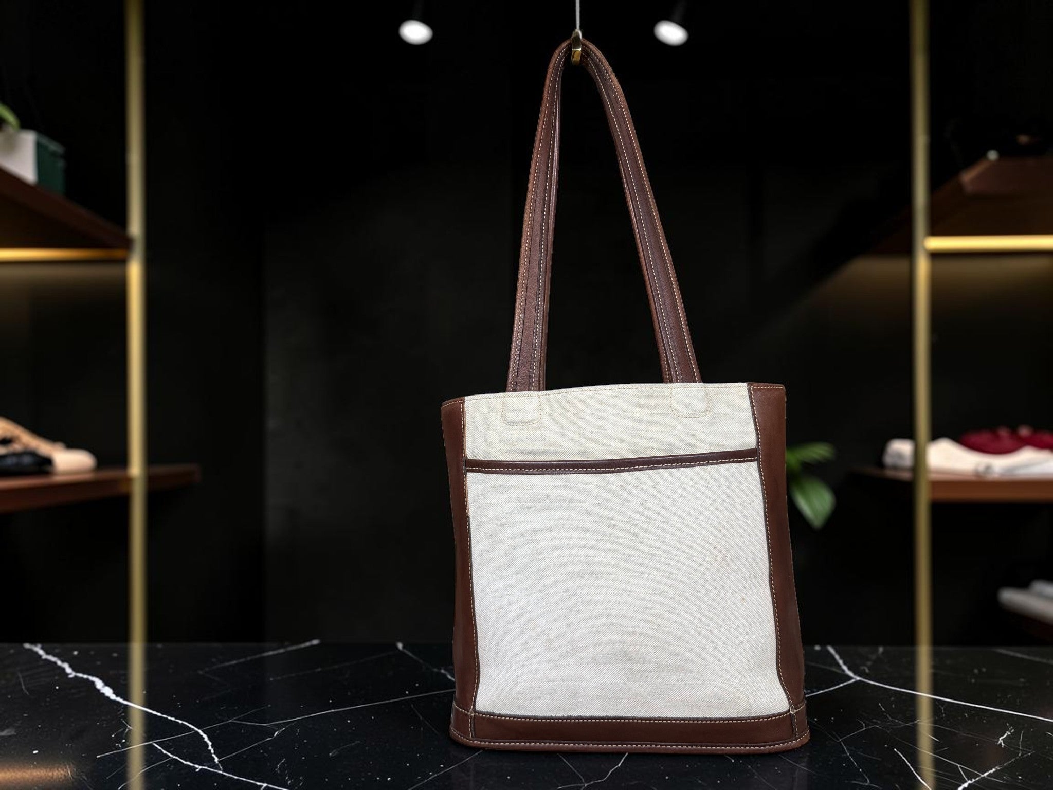 Coach Bleecker Canvas Tote with Brown Leather Trim (J9D-6122 Made in United States)