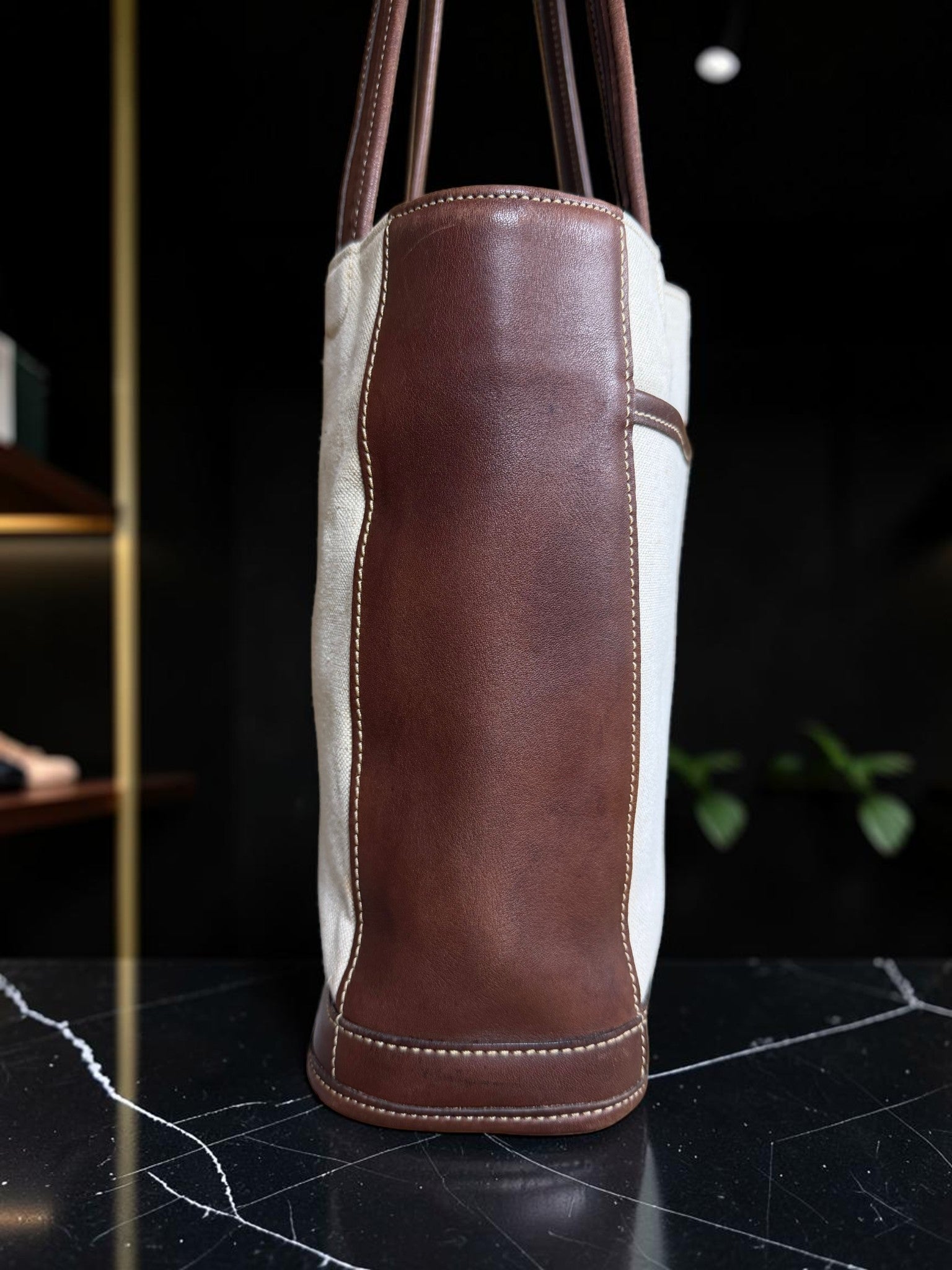 Coach Bleecker Canvas Tote with Brown Leather Trim (J9D-6122 Made in United States)