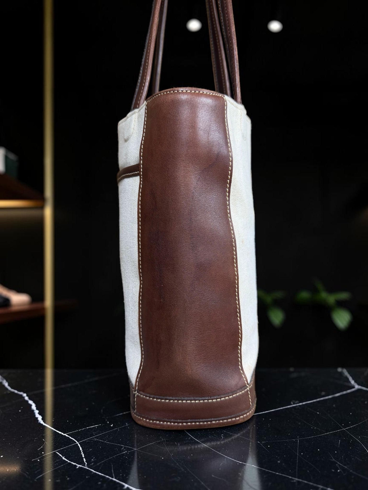 Coach Bleecker Canvas Tote with Brown Leather Trim (J9D-6122 Made in United States)