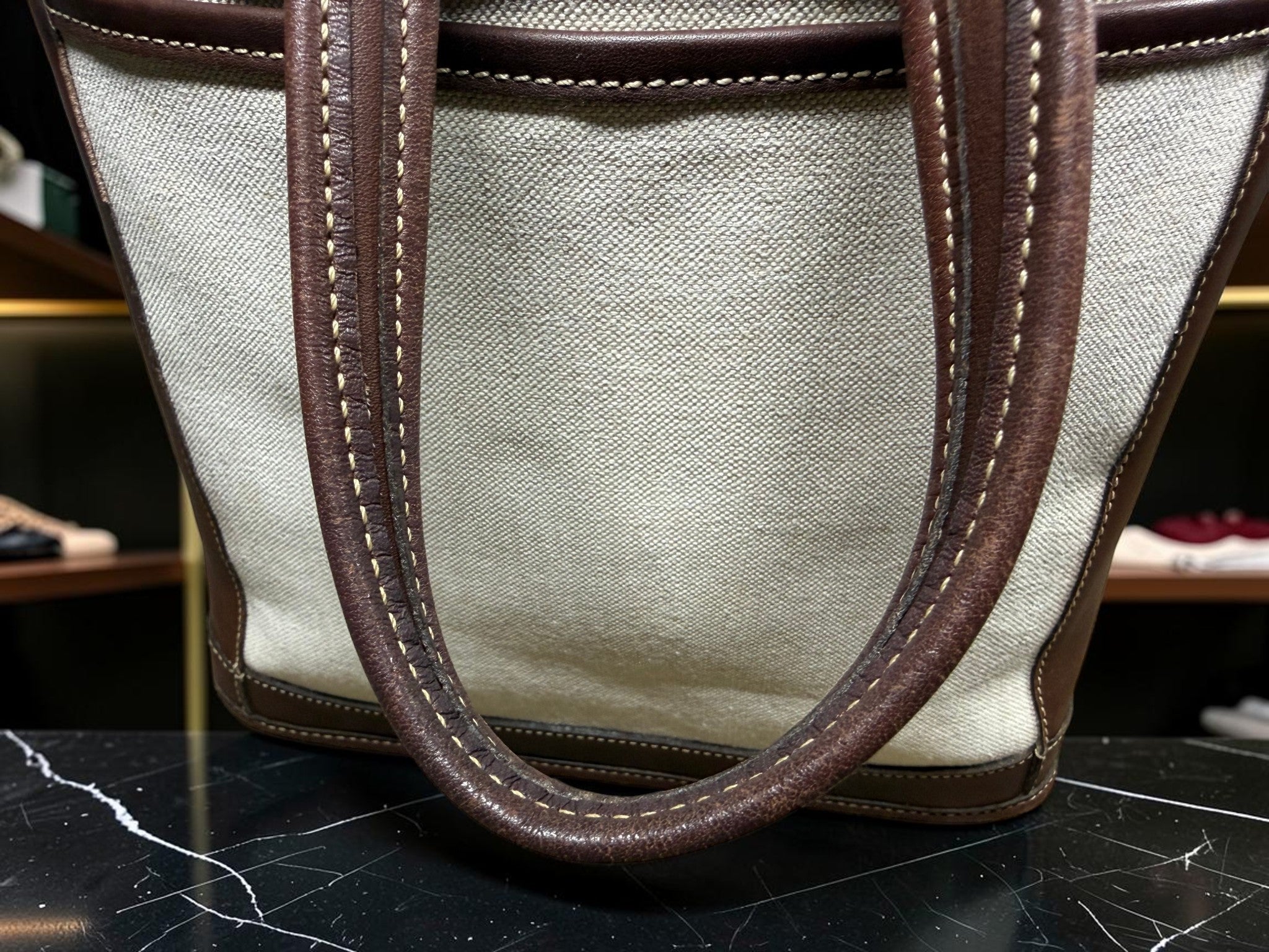Coach Bleecker Canvas Tote with Brown Leather Trim (J9D-6122 Made in United States)