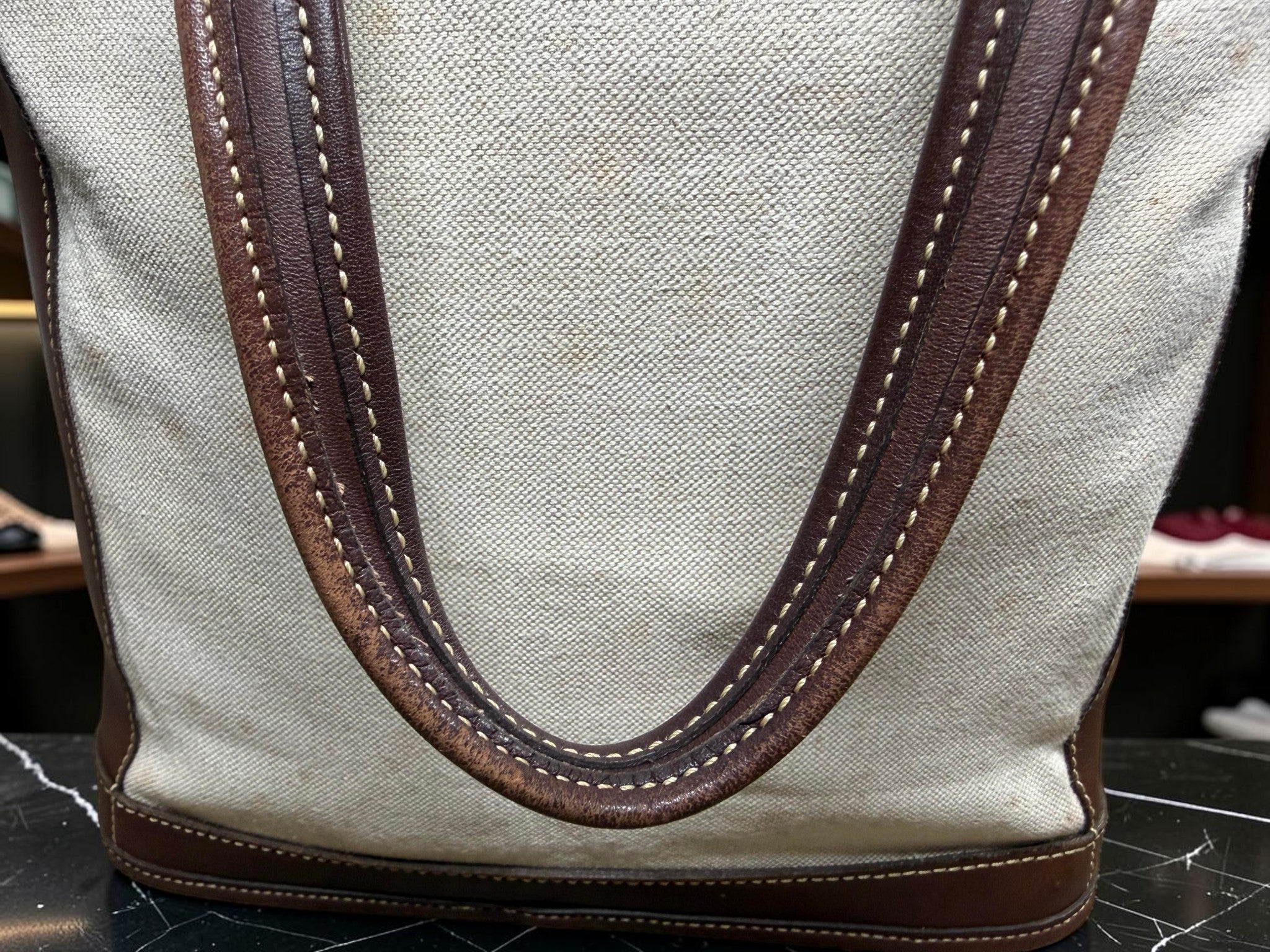 Coach Bleecker Canvas Tote with Brown Leather Trim (J9D-6122 Made in United States)