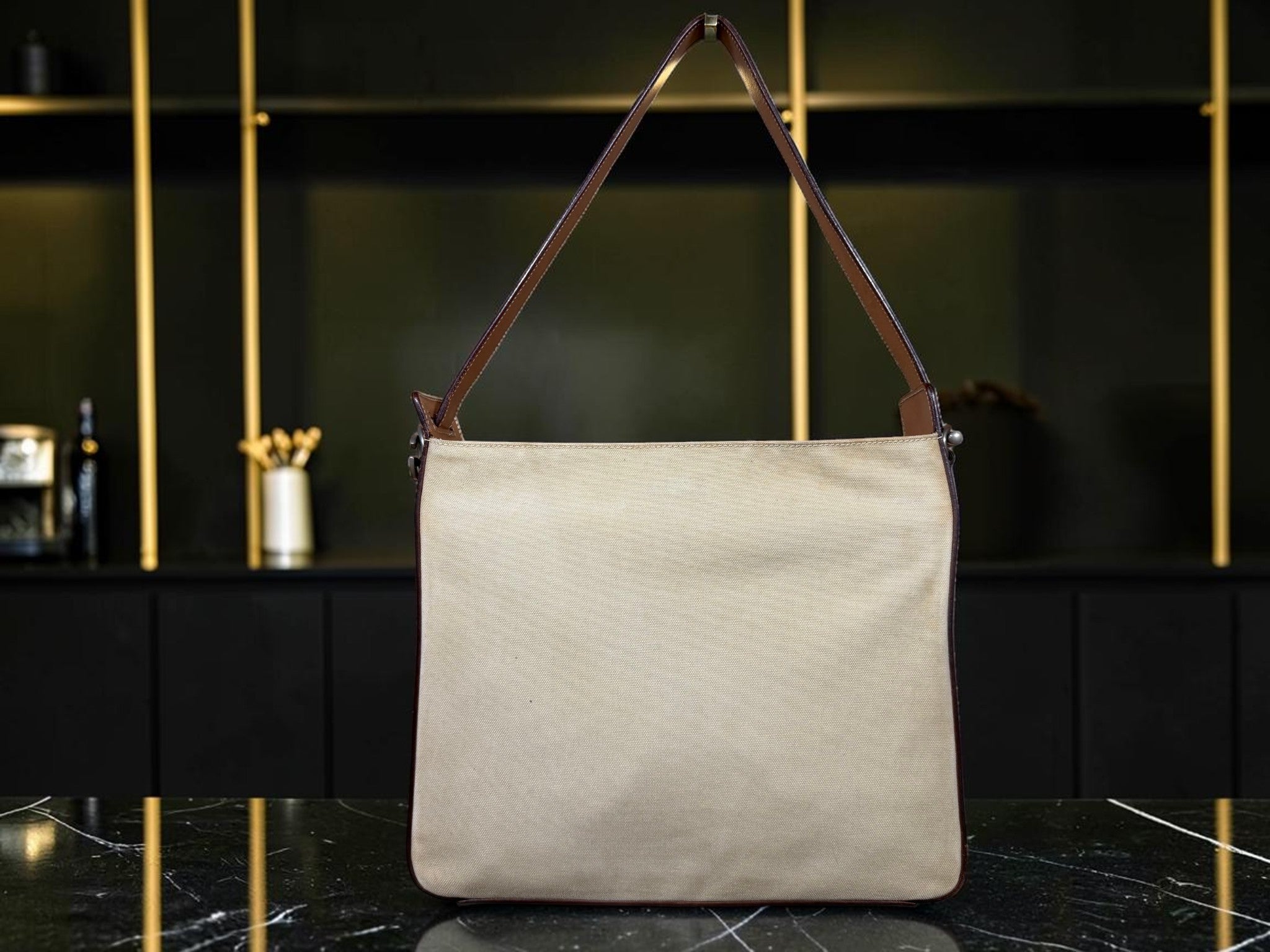 Vintage Dolce & Gabbana Canvas and Vacchetta Leather Tote Bag