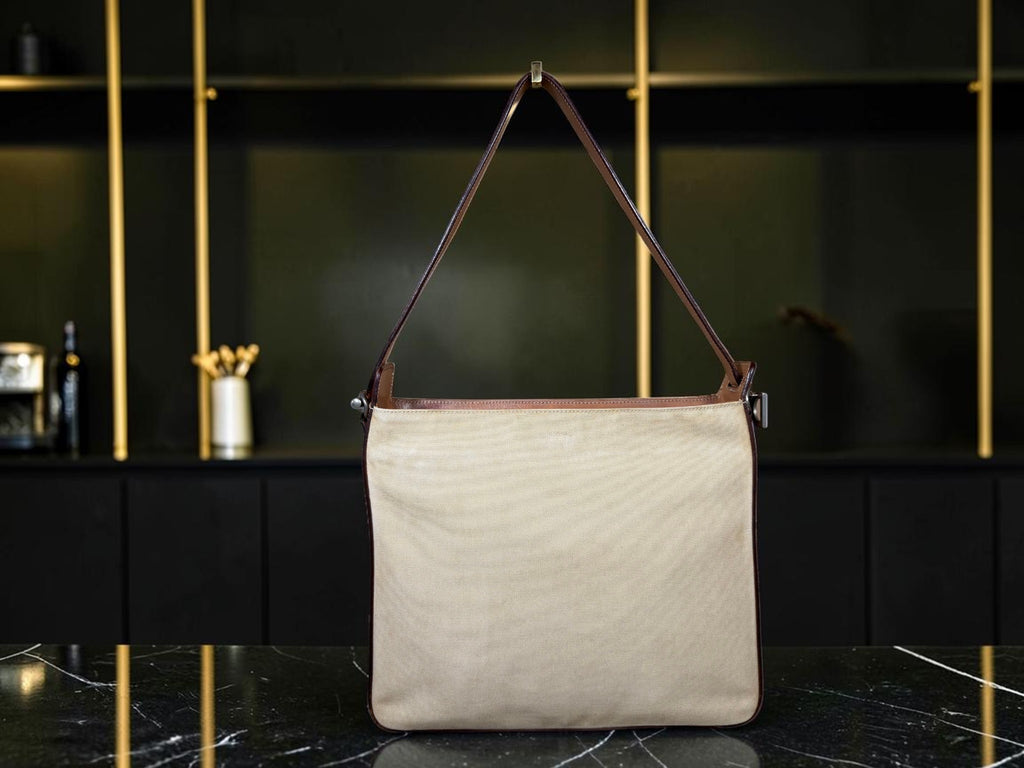 Vintage Dolce & Gabbana Canvas and Vacchetta Leather Tote Bag