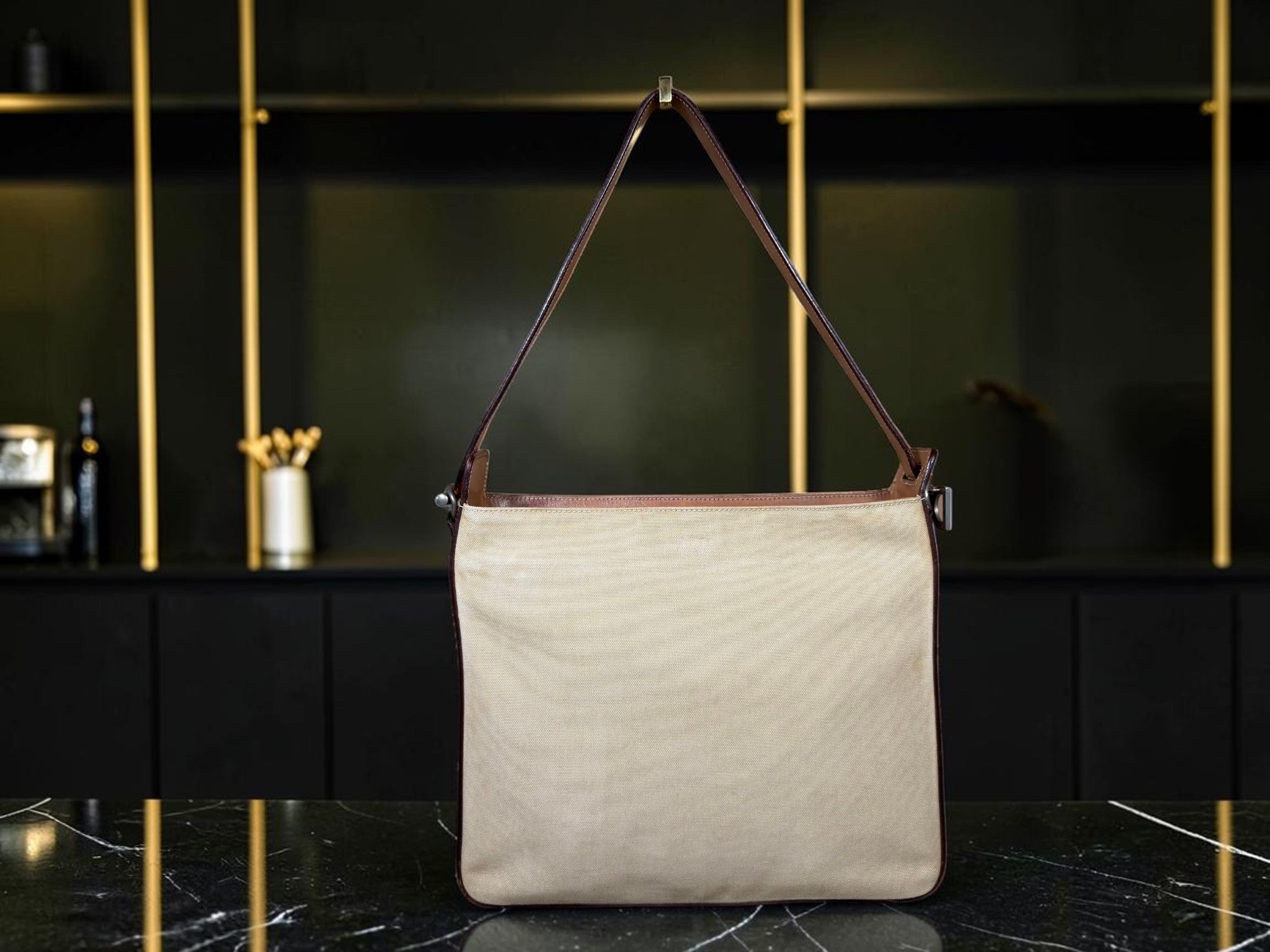 Vintage Dolce & Gabbana Canvas and Vacchetta Leather Tote Bag