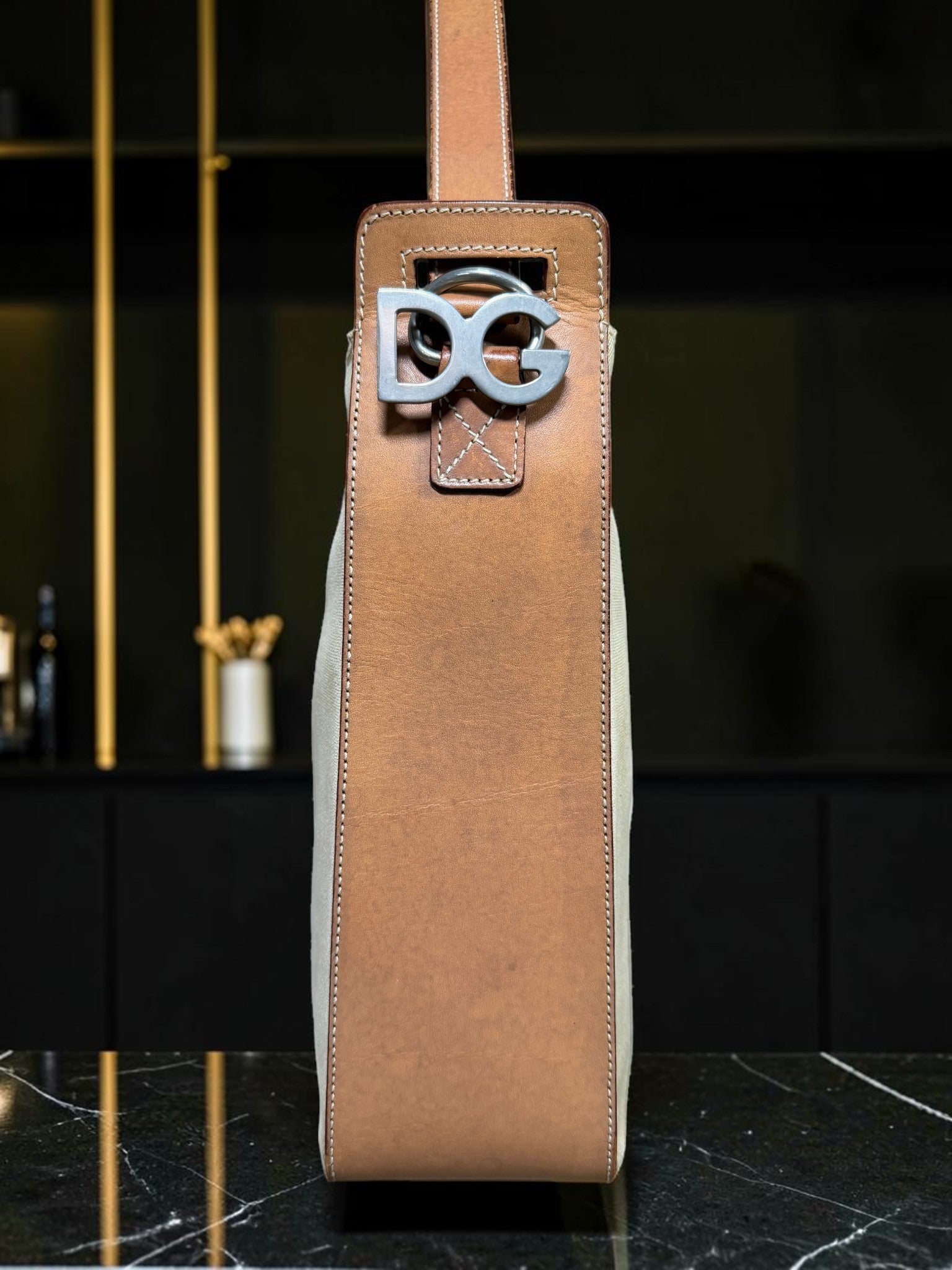 Vintage Dolce & Gabbana Canvas and Vacchetta Leather Tote Bag