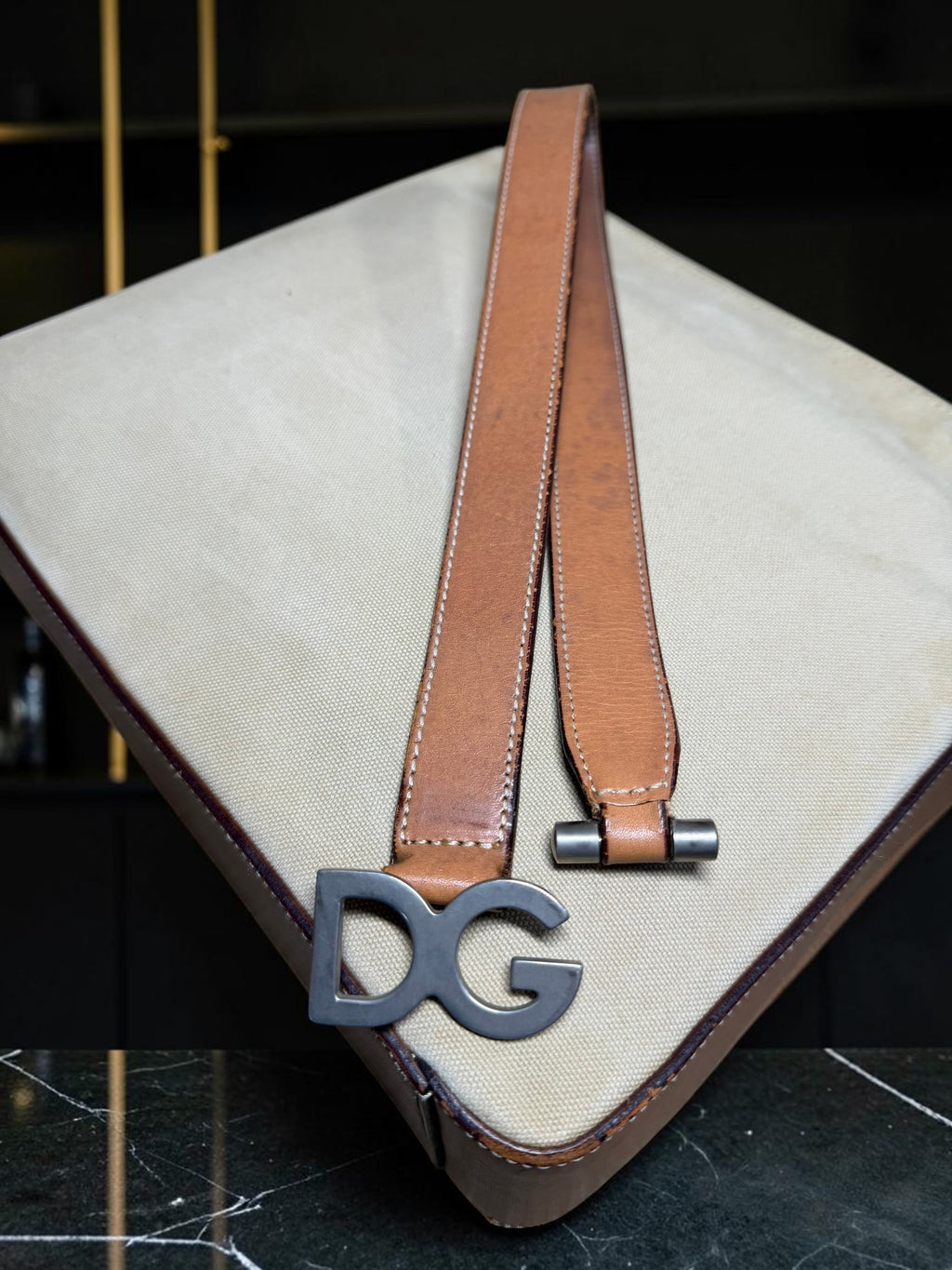 Vintage Dolce & Gabbana Canvas and Vacchetta Leather Tote Bag