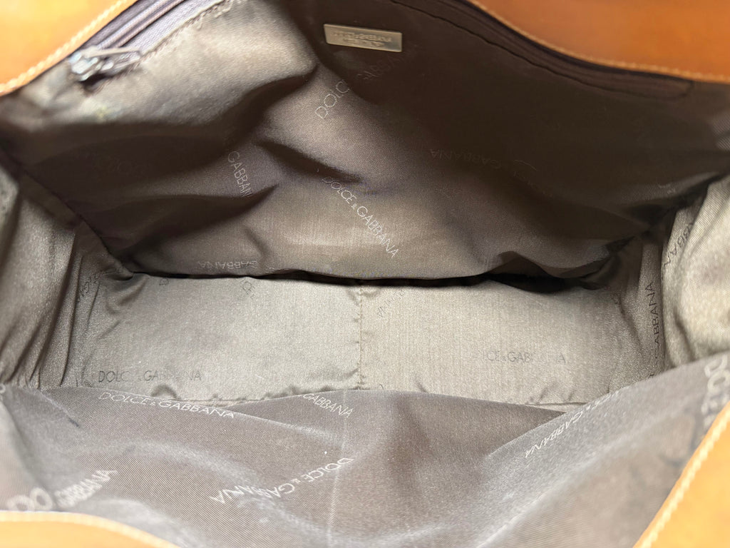 Vintage Dolce & Gabbana Canvas and Vacchetta Leather Tote Bag